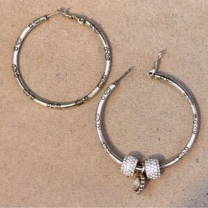 Pair Brighton Large Hoop Charm earrings in Silver Holds charms & beads